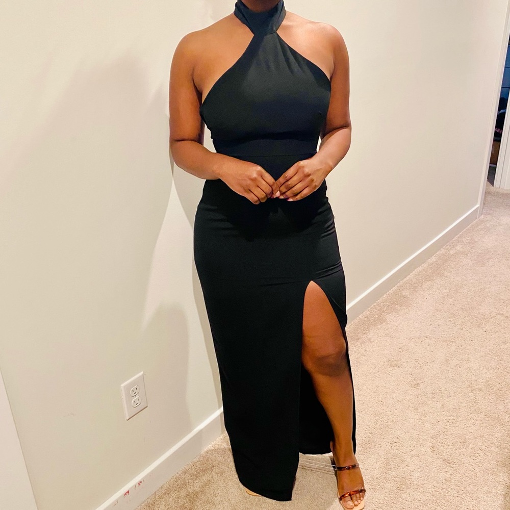 Black High Neck Maxi Dress
